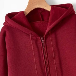 Sudadera con capucha de manga larga con cremallera de peso pesado para mujer, sudaderas de talla grande de secado rápido con diseño de logotipo, sudaderas con capucha impresas personalizadas - Product Image 3