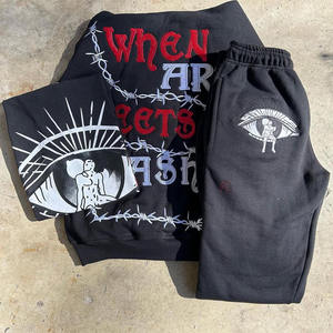 Conjunto Deportivo de Felpa de Algodón Grueso para Hombre, Sudadera con Capucha y Pantalones, 400-460GSM, Logotipos Bordados, Personalizable - Product Image 1