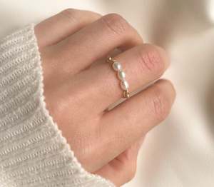 Bague en perle délicate personnalisée de haute qualité pour cadeau du fournisseur indien à un prix abordable bague en perle - Product Image 2