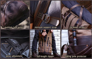 Sac à dos d'école de voyage en cuir et toile de luxe léger grande capacité résistant en gros LCBP-0033 - Product Image 6