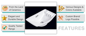 Fournisseur de stock en vrac prêt à l'emploi articles sanitaires monotrou à montage facial en céramique blanche suspendue au mur éviers de chambre à coucher forme de bassin ovale - Product Image 3