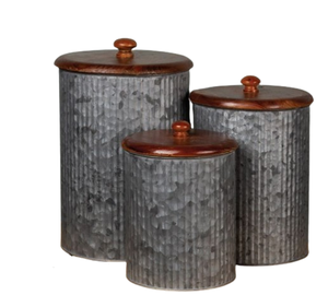 Sustainable Container Kitchen Tabletop Galvanized Metal Deep & Large Storage <b>Canister</b> <b>Set</b> Home Kitchen Use - Product Image 4