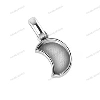 Pendentif Médaillon Demi-Lune Personnalisé en Argent 925 pour Conservation du Lait Maternel, Bijou pour Femme
