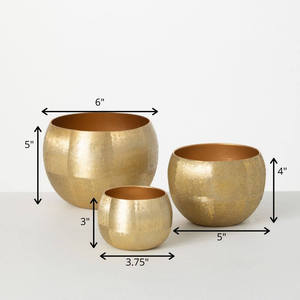 Vases à fleurs en fer faits à la main de style côtier articles décoratifs de table modernes en or brossé pour la maison Vases à fleurs en métal faits à la main - Product Image 3