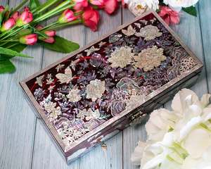 Caja de Joyería de Madera de Primera Calidad con Incrustaciones de Nácar, Estuche de Almacenamiento Artesanal para Joyas, Accesorios y Regalos - Product Image 1