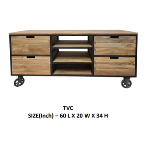 Mueble de TV industrial antiguo hecho a mano de madera duradera y metal adecuado para hogares, apartamentos, oficinas y hospitales - Product Image 2