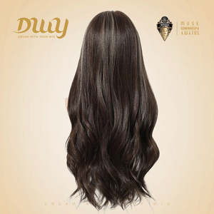 Perruque longue ondulée brune DWY Free Part avec dentelle transparente - Product Image 4