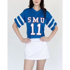 Personnalisé surdimensionné américain recadrée femmes maillot de football Hip Hop sublimation maille col en v Vintage Jersey - Product Image 4