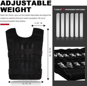 Chaleco de Peso Ajustable de 44 LB para Entrenamiento Táctico, Chaqueta de Entrenamiento Físico con 96 Placas de Acero para Hombres y Mujeres - Product Image 4