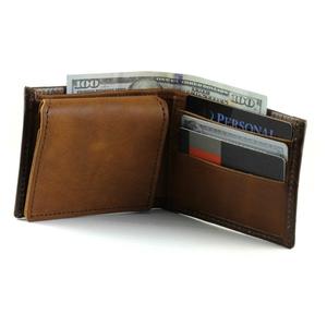 Portefeuille à double pli en cuir PU pour homme, Design personnalisé, couleur marron - Product Image 1