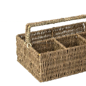 Water Hyacinth Utensil Caddy Wicker Woven Caddy Cutlery Storage Organizer Basket Tote Bin Basket for <b>Kitchen</b> <b>Table</b> Pantry - Product Image 6