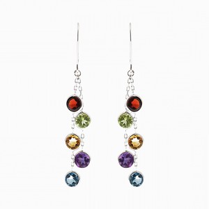 18K Gold Plated 925 Sterling <b>Silver</b> <b>Drop</b> <b>Earrings</b> for Women and Girls Multi Gemstone Stylish for Weddings and Parties - Product Image 5