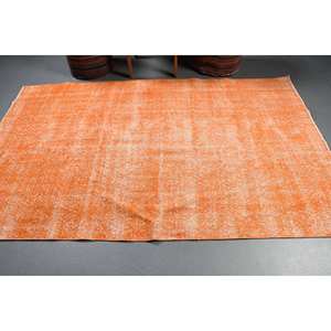 Alfombra de lana turca naranja Vintage moderna 4,9 pies X 7,9 pies diseño de retales de tejido plano para decoración para sala de estar Uso de coche respaldo de látex - Product Image 3