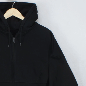 Women's <b>Black</b> <b>Cropped</b> Pullover Hoodie <b>Jumper</b> Breathable Cotton Fleece Sweatshirt Top for Winter Streetwear - Product Image 3