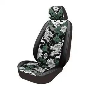 Unique Emerald Mystic Dragon Print Car Seat Covers Front Bucket Seat Cover For Truck Vans Pickup Trucks And SUV Sedans