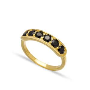 Noir Zircon Pierre CZ Bande Anneau À La Main Turc En Gros Élégant Simple 925 Bijoux En Argent Sterling - Product Image 1
