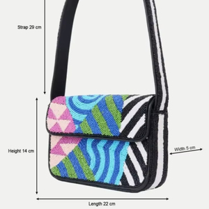 Sac de soirée brodé à la main avec des accents de perles de cristal, sac à main pour robe de soirée, mariage, fête, sac de Noël - Product Image 1