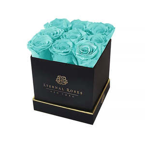 Lennox <b>Black</b> Square <b>Gift</b> <b>Box</b> in Teal Preserved Shape - Product Image 1