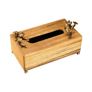 Distributeur de mouchoirs en bois naturel de qualité créative avec dessus de table en métal et organisateur de mouchoirs de décoration de bureau prix le plus bas - Product Image 4