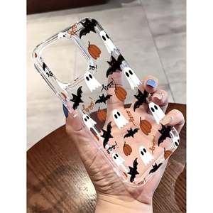 Custodia personalizzabile per telefono cellulare con pipistrello di Halloween per iPhone 16 Air Pro Max 14 7 Plus Cover posteriore trasparente in TPU Coque popolare - Product Image 4