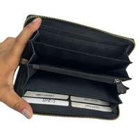 Dompet Pria Kulit Asli Klasik, Tahan Lama, Buatan Tangan, Lipat Dua dengan Penutup Terbuka, Anti RFID, Harga Grosir