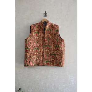 Chaleco Acolchado de Algodón con Estampado Artesanal Ecológico, Sin Mangas, para Mujer, Estilo Étnico, Casual, con Cuello Alto, Personalizado - Product Image 1