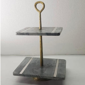 Soporte de pastel de mármol y metal de lujo personalizado para hoteles y restaurantes en casa plato de pastel de mármol con fábrica de metal al por mayor - Product Image 3