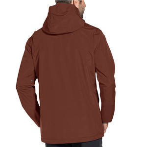 Men's Canvas Zipper <b>Waterproof</b> Hooded Storm Shell Rain <b>Jacket</b> | for Brown Earth Tone Mountain Coat | Technical Contrast Orange - Product Image 2