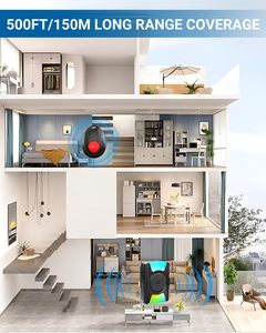 Sonnette de porte avec lumière stroboscopique LED Daytech CC21, vibreur, appel pour soignant, avertisseur sonore pour personnes âgées, sourdes, son fort, utilisation en hôpital, restaurant, clinique, café - Product Image 4