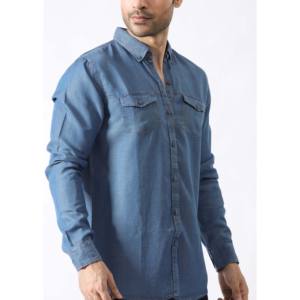 เสื้อยืดดีไซน์สวยติดกระดุมหน้าสำหรับผู้ชาย ผ้าเนื้อนุ่ม ผลิตจากผ้าเดนิมแขนยาว สวมใส่สบายๆ ทำจากผ้าฝ้าย 100% เสื้อเชิ้ตยีนส์เดนิมสำหรับเด็กผู้ชาย - Product Image 2
