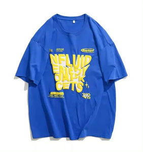 เสื้อยืดพิมพ์ลายพัฟฟ์คุณภาพสูง แบบเรียบง่าย คอสั้น ออกแบบลายพื้น คอทรงโอ  รับสั่งทำ - Product Image 4