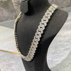 Cadena de eslabones cubanos de 18mm, corte Baguette, moissanita, diamante, Hip Hop, joyería de eslabones, abalorio para cadenas finas, collares, Plata de Ley 925 - Product Image 3