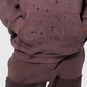 Nouvel Arrivage Survêtements d'hiver pour hommes à capuche, couleur unie, respirants, effet vieilli, taille élastique, vente en gros, faible MOQ - Product Image 5