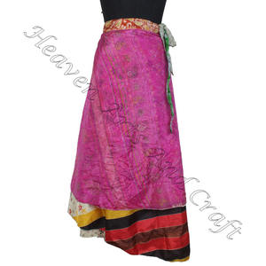 Nueva colección caliente de vestido de seda indio para mujer, Vintage Sari de seda, falda envolvente de longitud larga, Sari Reversible de 2 capas - Product Image 1