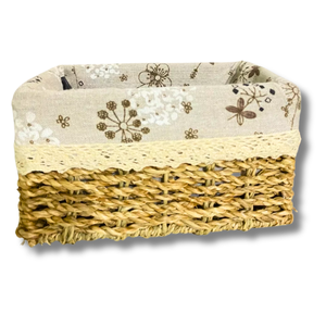 Decorative Handwoven SEAGRASS <b>STORAGE</b> <b>BASKET</b> with Washable Cotton Liner Handmade Home Organizer Vietnam Crafts - Product Image 1