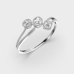 กำไลข้อมือเพชรทรงผสมที่ได้รับการรับรองจาก IGI ผลิตในห้องปฏิบัติการ ดีไซน์สวยหรู ตัวเรือนเงินแท้ 925 พร้อมการฝังแบบ Halo - Product Image 2