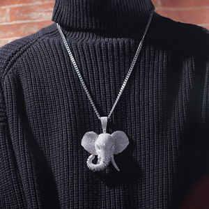 Pendentif en moissanite, argent sterling 925, diamant VVS, style hip-hop personnalisé, visage d'animal, bijoux fins - Product Image 2