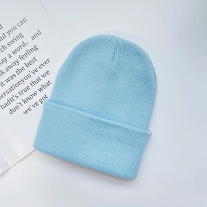 Bonnet Streetwear pour hommes Bonnet en tricot d'hiver Manchette repliable Couleur unie Casual Outdoor Warm Headgear - Product Image 3