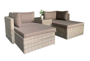 High Quality Modern Farmhouse Apartment Outdoor Grey Rattan Wicker Steel Furniture Set Tempered Glass Sofa Chair Living Room - Product Image 5