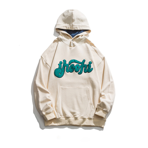 Sudaderas con capucha de algodón orgánico de alta calidad para hombre, sudaderas con parche de chenilla impreso con logotipo personalizado para invierno - Product Image 6