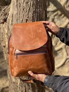 New Style Vintage Look Brown Crunch Leather Backpack Travel Backpack <b>Office</b> Leather Large Capacity Travel <b>Bag</b> <b>for</b> <b>Men</b> and Women - Product Image 4