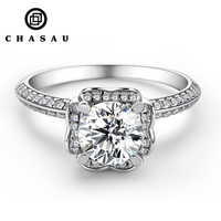 Bestseller Trendy Luxus Fine Jewelry für Frauen 1ct 1.0ct 1 Karat 6,5mm Moissan ite S925 Sterling Silber Blumen form Ring