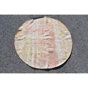 Vintage Orange Yellow <b>Turkish</b> <b>Rug</b> Classic Large Area 4.2 X 4.2 ft Woolen Patchwork Design for Teenagers Hallways Latex Backing - Product Image 3