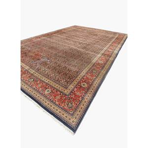 Alfombras de Lana Anudadas a Mano Aalam, Diseño Floral y Abstracto en Rojo y Naranja, Rectangulares de 9x12, para Entrada y Sala de Estar, Pae-5466 - Product Image 2