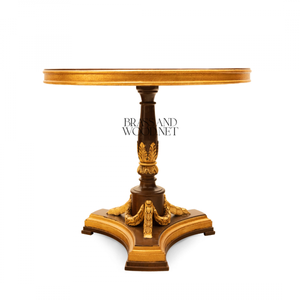 Juego de Mesa Redonda de Madera Clásica de Lujo con Base Dorada - Product Image 3