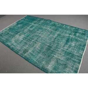 พรมวินเทจขนาด 5.4x8.3 ฟุต พรมตุรกีขนาดใหญ่ พรมลายกราฟิกสีเขียว - Product Image 1