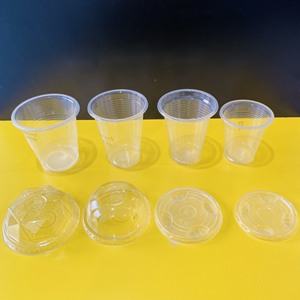 Clear PET <b>Plastic</b> <b>Cups</b> with Flat and Dome Lids for <b>Drinks</b> Disposable Transparent Cold Beverage Packaging Containers - Product Image 4
