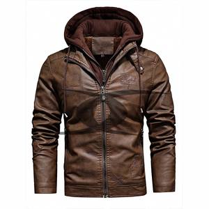 Veste en cuir à capuche marron d'hiver pour hommes la plus vendue meilleure qualité matériau respirant imperméable service OEM disponible coton - Product Image 1