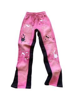 Custom Logo Casual Fleece <b>Joggers</b> Sweatpants <b>Polyester</b> Canvas Acid Wash Baggy Stacked Flare <b>Men</b> - Product Image 2