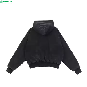 Sweat à capuche zippé en molleton polaire de coton vierge, séchage rapide, respirant, épais, essentiel pour l'hiver, non tissé - Product Image 6